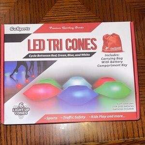 GoSports Light Up Cone 4 LED Colors Sports, Safety Glow in the Dark Games 6 Pack